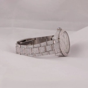 Harmonic Jewels Luxury Unisex Stainless Steel Quartz <b>Watch</b> Dial Analog Date Display Sapphire Crystal <b>Diamond</b> Encrusted 20mm 41mm - Product Image 3