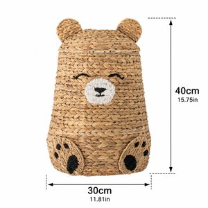 Cesta de Almacenamiento de Jacinto de Agua Hecha a Mano al por Mayor con Tapa, Organizador de Juguetes para Niños, Cesta Decorativa Tejida para Guardería - Product Image 2