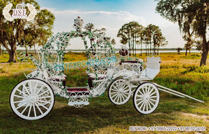 Carruaje de caballos abierto de Estilo Vintage Vis-A-Vis Carruaje convertible abierto elegante en color blanco Carruaje de caballos de Turismo de boda - Product Image 4