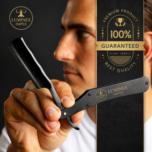 Navaja de Afeitar Recta Vintage Luminex Impex con Mango de Concha de Abulón y Acero al Carbono, Lista para Usar en Barberías y Salones - Product Image 6