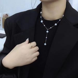 Collar de Plata de Ley S925 de Alta Calidad con Cuentas de Perlas de Agua Dulce, Diseño de Cielo Estrellado, Cuentas de Gran Tamaño, Cadena para Suéter - Product Image 2