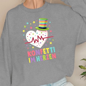 Sweat-shirts décontractés pour femmes en tricot blanc à imprimé cœur avec confettis colorés - Product Image 2