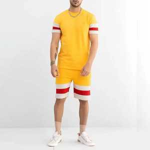 OEM Best Selling Solid Color Cotton <b>Twin</b> <b>Set</b> Mens 2PC Shorts & T-Shirt <b>Set</b> Quick Dry Casual Summer Customized Digital Printing - Product Image 2