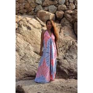 Vestido Maxi de Verano para Mujer, de Algodón Transpirable de Alta Calidad, Estampado Tie Dye, Estilo Casual y Holgado, Ropa para Vacaciones - Product Image 1