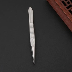 Stainless Steel Eyebrow Hair Tweezers Professional Eyebrow Hair Removal Fake Eyelash Tweezer Acne Needle <b>Clip</b> Flat Tip Tool - Product Image 3
