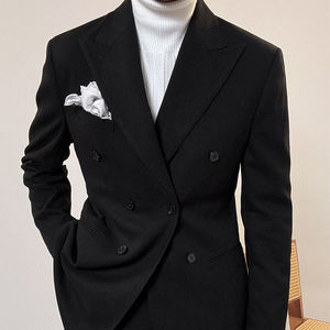 Costume de bureau formel classique italien pour femme, taille haute, pantalon à double boutonnage, antibactérien et respirant - Product Image 1