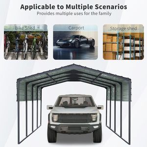 Abri de voiture en métal robuste 12x20 pieds, garage extérieur en acier galvanisé, abri de voiture imperméable pour la neige, modèle D0100XUH1CW - Product Image 2