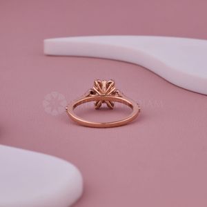 Anillo de Compromiso con Halo de Diamantes Cultivados en Laboratorio, 1.0 Quilates, Oro Sólido de 10K, 14K, 18K, Anillos de Boda y Aniversario, Proveedor de Fábrica India - Product Image 5