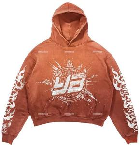 Ensemble 2 pièces unisexe de survêtements amples et évasés avec broderie, en coton délavé, comprenant un sweat-shirt ample et un pantalon de jogging pour homme - Product Image 2
