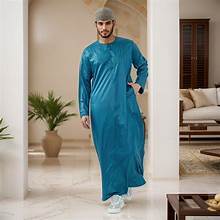 Fashionista International <b>Men</b> White Cotton <b>Thobe</b> Long Sleeve Ankle Length Embroidered Modest Islamic Prayer Wear Middle East - Product Image 6