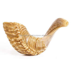 Chofar en corne de bélier naturelle, fait main, écologique, motif animal Art Déco, décoratif religieux, finition lisse et polie, pour la maison et le bureau - Product Image 4