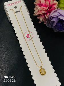 Collar con Colgante Minimalista de Acero Inoxidable Chapado en Oro para Mujer |   Elegante Collar de Cadena con Colgante de Piedra para Uso Diario, Moda al por Mayor - Product Image 5
