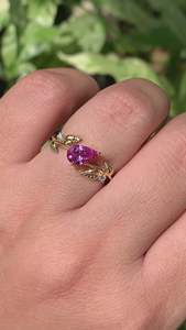 Women's Plated Zircon Ring Pear Cut Prong Setting Plant Pattern Romantic Engagement Gemstone Ring - Product Image 1