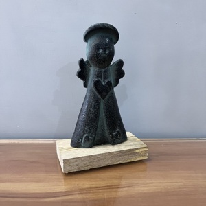 Figurine d'ange moderne en aluminium/bois, design cœur, sculpture religieuse traditionnelle pour décoration de table, salon, Diwali - Product Image 5