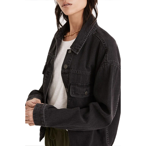 Ladies Short Denim Jacket Trendy <b>Cropped</b> <b>Jean</b> Outerwear Fashion Streetwear Wholesale Factory Oversize Denim Jacket High Quality - Product Image 4