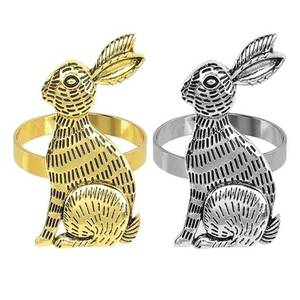 Black 3D <b>Rabbit</b> Aluminum Eco-Friendly Durable Stocked Customizable Napkin Ring Holder Luxury Modern Wedding Tableware Decor - Product Image 3
