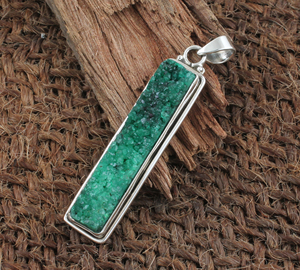Colgante Vintage de Plata de Ley 925 con Druzy Verde Brillante en Forma de Anillo, Amuleto de Geoda, Joyería Unisex para Aniversario - Product Image 5