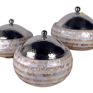 Bulk Casserole <b>Pot</b> Mother of Pearl Inlay Insulated Stainless Steel Casserole Serving Hot <b>Pot</b> <b>Set</b> for Home & Hotel Restaurant Use - Product Image 1