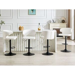 Taburete de Bar Moderno de Cuero PU, Silla Giratoria Ajustable con Respaldo para Cocina, Barra, Comedor - Product Image 5