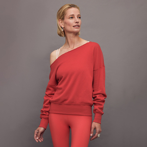 Sweat-shirt surdimensionné en coton uni délavé, respirant, anti-plis, grande taille, à épaules dénudées, pour femme, idéal pour l'hiver - Product Image 1