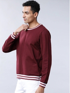 Sudadera de Cuello Redondo Color Granate para Hombre, Corte Regular, Estampada, Informal, Tejida, 100% Algodón, Resistente al Viento, para Otoño - Product Image 2