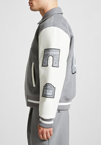 Blouson universitaire en cuir sur mesure pour homme, corps en laine, rembourrage en coton, blouson d'hiver style baseball, polyester et coton, OEM - Product Image 2