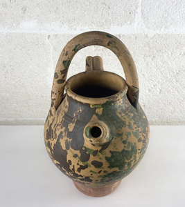 Jarra de Terracota Italiana Antigua, Estilo Apuliano con Esmalte Salpicado, Recipiente para Agua o Vino, Cerámica Rústica Vintage, Decoración para el Hogar, Adorno para la Cocina - Product Image 2