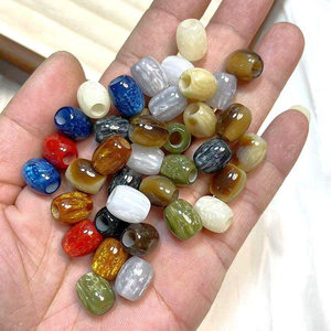 Perles en vrac créatives imitation jade, perles acryliques à grand trou, accessoires de bijoux pour bracelet DIY, perles cylindriques en forme de baril - Product Image 6