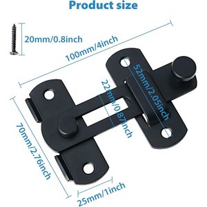 Loquet de sécurité robuste en acier inoxydable SUS304 de 4 pouces pour portes coulissantes, portes françaises, portails en bois et portes de grange - Product Image 2