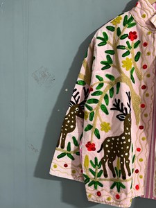 Unique Touch Beautiful Hand Embroidered Suzani Jacket Floral Deer Motif Statement Boho Cotton <b>Velvet</b> <b>Coat</b> Folk Art Winter Blazer - Product Image 5