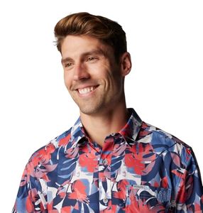 Camisa de hombre de manga corta con estampado floral tropical, informal, con botones, para la playa, colorida, de verano. - Product Image 6