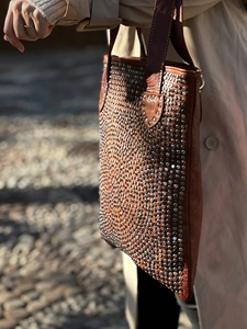 Premium Genuine Leather Fringe Handbag for Women – Vintage Boho Style Shoulder <b>Bag</b> with Tassels & <b>Studded</b> Detail - Product Image 3