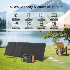 Stazione di Alimentazione Portatile 200W 151Wh, Generatore Solare con Pannello Solare Pieghevole ETFE da 60W, Supporta Ricarica Solare fino a 500W - Product Image 6