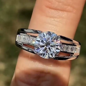 Anillo de compromiso de moissanita con corte redondo para mujer, plata 925 con baño de rodio, propuesta de matrimonio, regalo nupcial, joyería - Product Image 1
