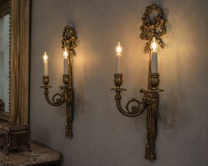 Par de Apliques de Pared de Latón Vintage, Portavelas de Estilo Francés Antiguo, Decoración de Pared de Lujo para el Hogar, Hotel, Restaurante, Acento Interior - Product Image 4