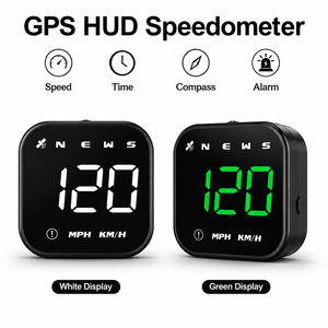 Affichage tête haute GPS HUD pour voiture, <span class=keywords><strong>compteur</strong></span> <span class=keywords><strong>de</strong></span> <span class=keywords><strong>vitesse</strong></span> G45 MPH KMH, boussole, alarme <span class=keywords><strong>de</strong></span> survitesse, luminosité automatique, accessoires universels pour véhicules - Product Image 1