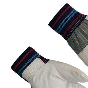Leather Safety <b>Gloves</b> with <b>Knit</b> Wrist Abrasion Resistant Anti-Slip General Purpose Work <b>Gloves</b> - Product Image 4