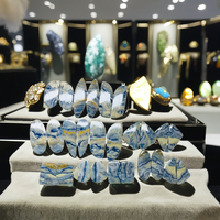 Paires de boucles d'oreilles en pierre précieuse naturelle bleue de haute qualité, Scheelite, faites à la main, certifiées par un tiers, personnalisables FAIJAN