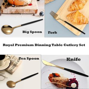 Juego de cubiertos de acero inoxidable negro dorado para 4 personas, 16 piezas, acabado espejo, juego de cubiertos de lujo para mesa de comedor, hotel, cafetería - Product Image 5