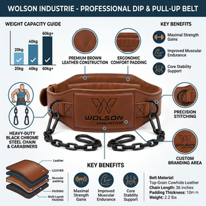 Cinturón de Flexiones Premium de Alta Calidad con Costuras Reforzadas y Cadena Metálica para Ejercicios de Entrenamiento de Fuerza con Peso Corporal - Product Image 4