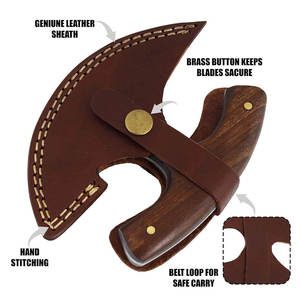 Couteau de cuisine Ulu en acier Damas fait main sur mesure OEM avec manche en bois, couteau de découpe culinaire en gros - Product Image 4