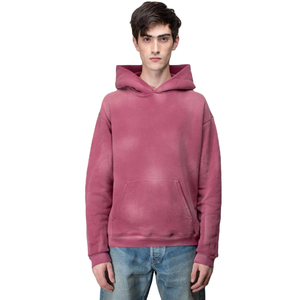 Sweat à capuche personnalisé épais et oversize pour homme, style vintage délavé à l'acide, streetwear, avec poche effet usé, en polaire unie, vierge, hiver - Product Image 1