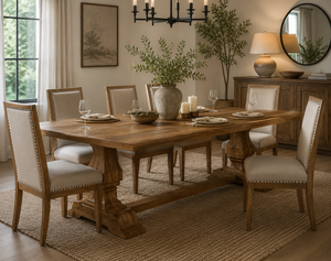 <b>Rustic</b> Mango <b>Wood</b> <b>Dining</b> <b>Table</b> Rectangle Solid <b>Wood</b> Base Stable Construction Modern Minimalist Design Home Furniture 4 Seater - Product Image 2