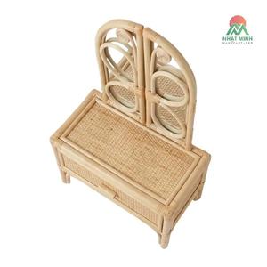 Nhat Minh Rattan Kids <b>Dressing</b> <b>Table</b> <b>With</b> Mirror And Drawer Tropical Style Eco-Friendly Furniture Set - Product Image 2