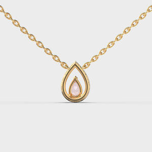 Collier pendentif goutte d'eau avec morganite et halo de diamants sur chaîne plaquée or 18 carats pour femme, idéal au quotidien - Product Image 2