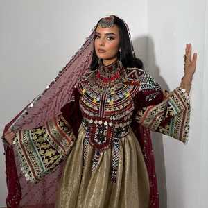 Precios al por mayor de alta calidad, MOQ bajo, vestido tradicional afgano para mujer, bordado, mangas largas, vestidos afganos Kuchi para damas - Product Image 3