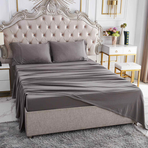 Trendy Queen Size Bed <b>Sheets</b> Set 300 Thread Count Bamboo Fabric for <b>Flat</b> <b>Fitted</b> <b>Sheet</b> Sets - Product Image 5