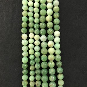 Perles rondes lisses en chrysoprase de qualité AA certifiées IGI 100% naturelles, 8mm-10mm, couleur vert pierre, Fire Vivaaz Gems - Product Image 2