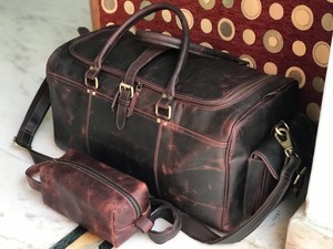 กระเป๋าหนังวัวแท้แบบดัฟเฟิล สำหรับเดินทาง น้ำหนักเบา พกพาสะดวก สไตล์วินเทจ แฟชั่น ซิปปิด ความจุขนาดใหญ่ 36-55 ลิตร - Product Image 3