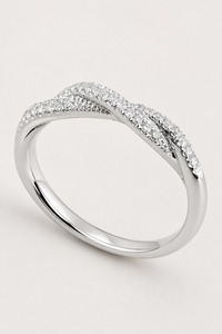 Anillo de eternidad de plata 925 con diamantes para mujer, chapado en rodio, engaste pavé, corte brillante redondo, estilo clásico de boda - Product Image 3